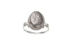 Silver Engraved Oval Locket Ring