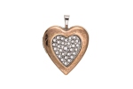 Silver 20mm Two Colour Crystal Set Heart Locket