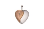 Silver 16mm Two Colour Diamond Heart Locket
