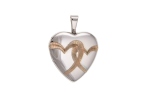 Silver 16mm Two Colour Patterned Heart Locket