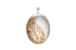 Silver 20mm Two Colour Patterned Oval Locket