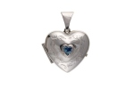 Silver Blue Topaz Set Heart Locket
