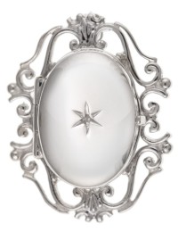 Silver Diamond Set Oval Locket Brooch